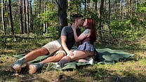 Public couple sex on a picnic in the park KleoModel