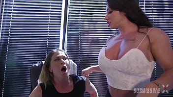 Sexy Assistant Ariel X Gets Busty Brandi Mae mad so she treats her like a submissive and bangs her hard