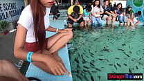 Asian amateur went underwater before sucking her boyfriends big cock