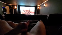 Masturbating to porn on the big screen